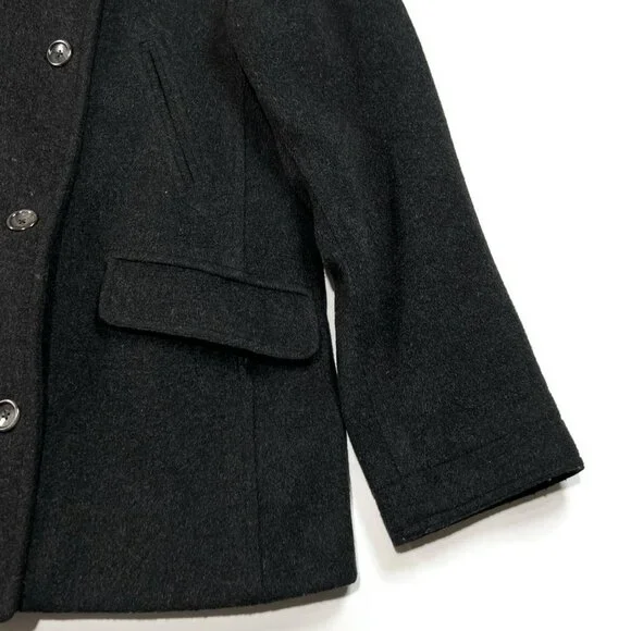 J Crew Peacoat Womens Medium Black Wool Blend